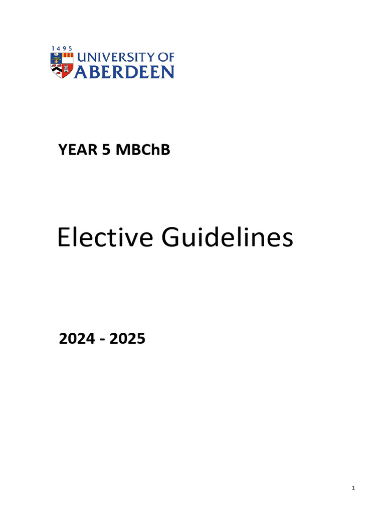 Year 5 MBChB Elective Guidelines 2024-2025 | PDF | Medical Diagnosis ...
