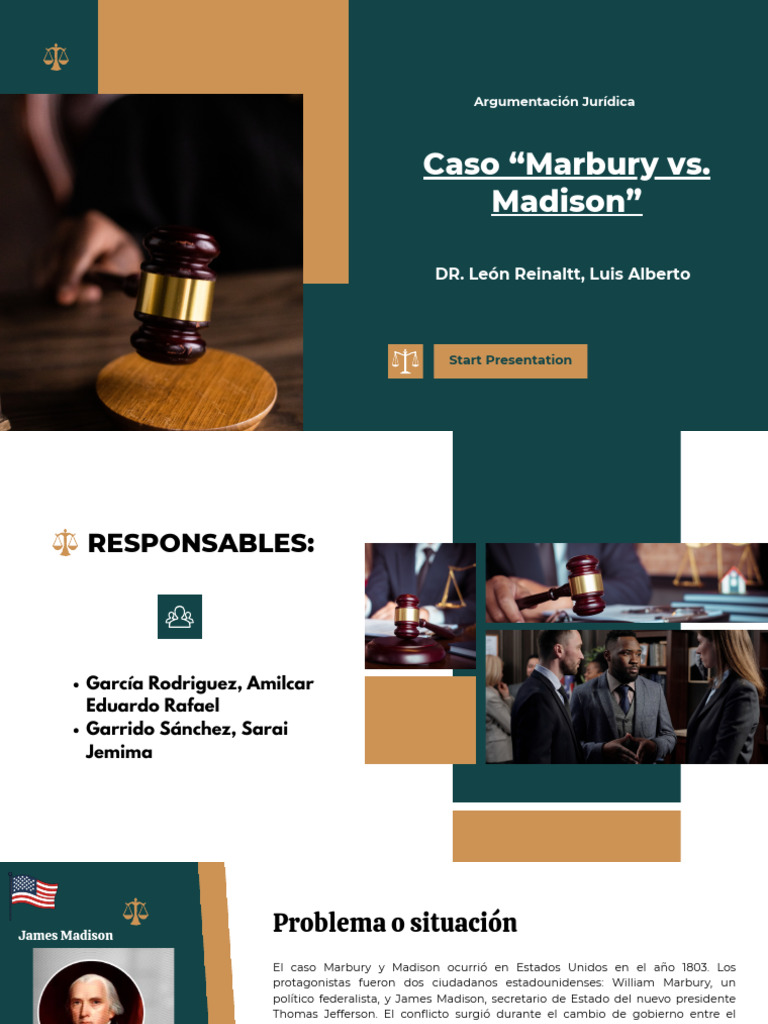 Marbury vs. Madison: Control Judicial | PDF | James Madison | Tribunal ...