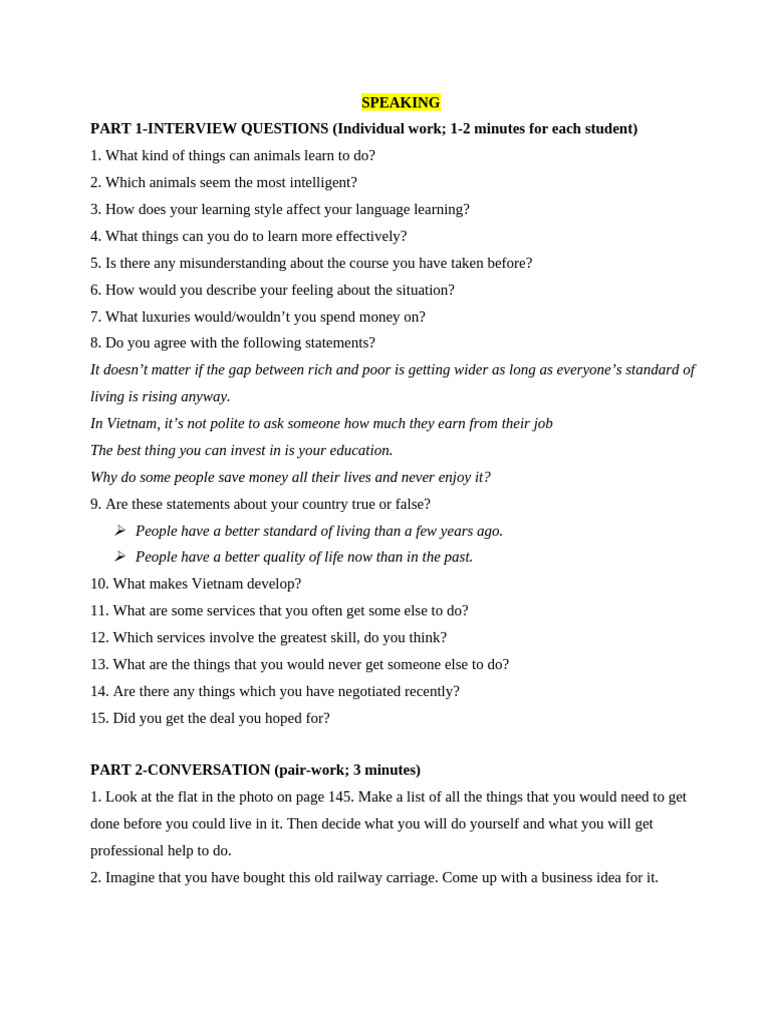 Interview and Writing Exercises Guide | PDF