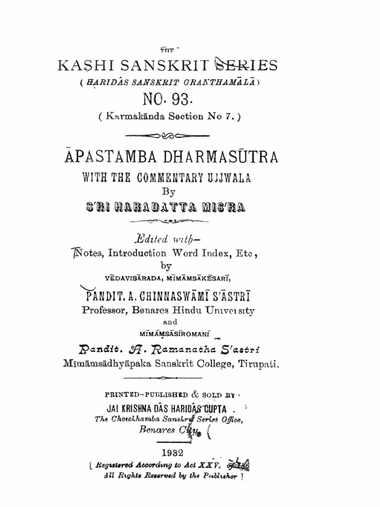 Apastamba Dharma Sutram | PDF