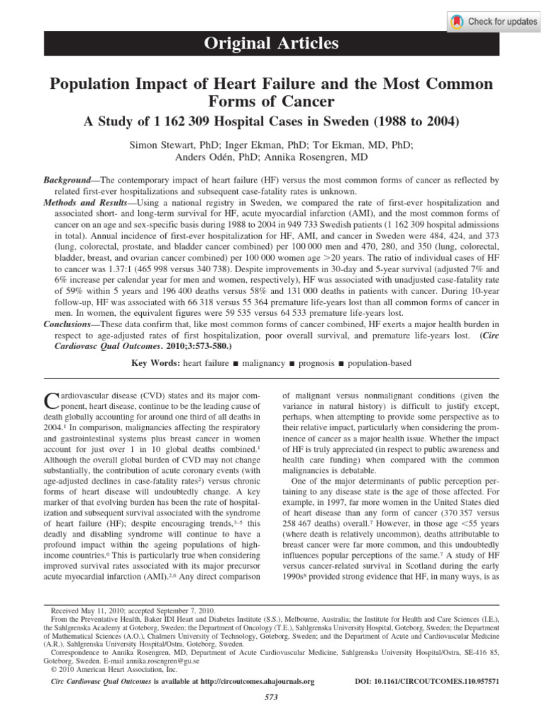 Population Impact of Heart Failure and The Most Common Forms of Cancer ...
