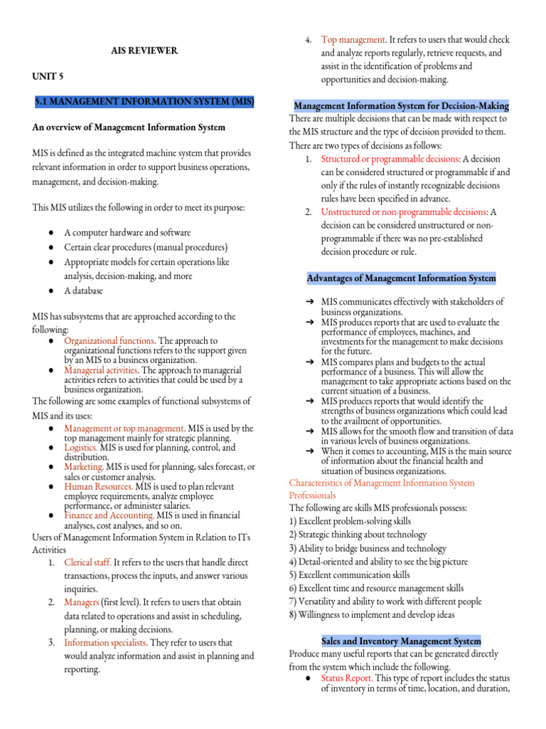Overview of Management Information Systems | PDF | Customer ...