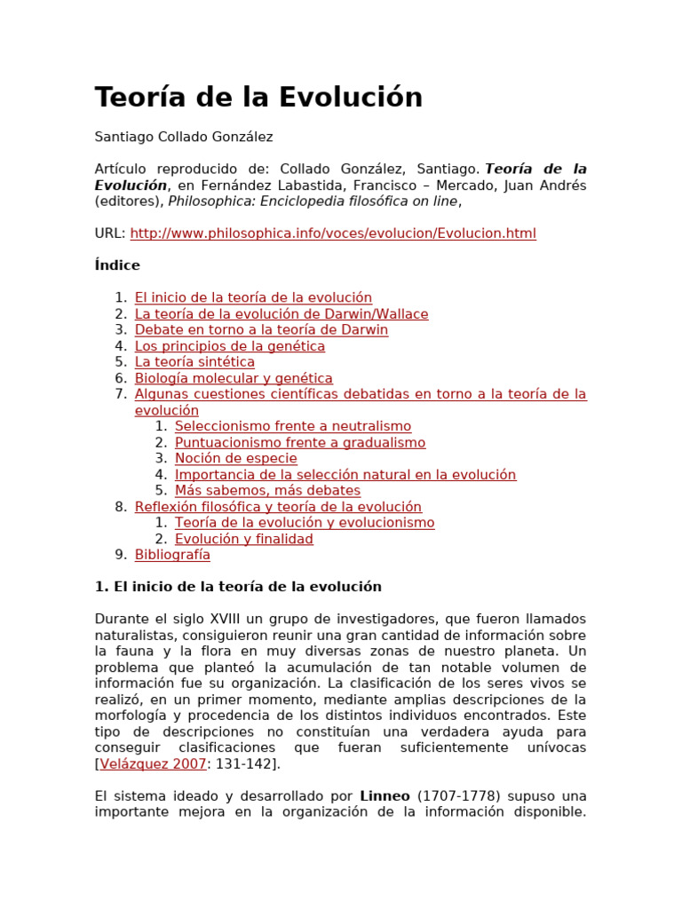 Teoría de la Evolución: Fundamentos y Debates | PDF | Evolución ...