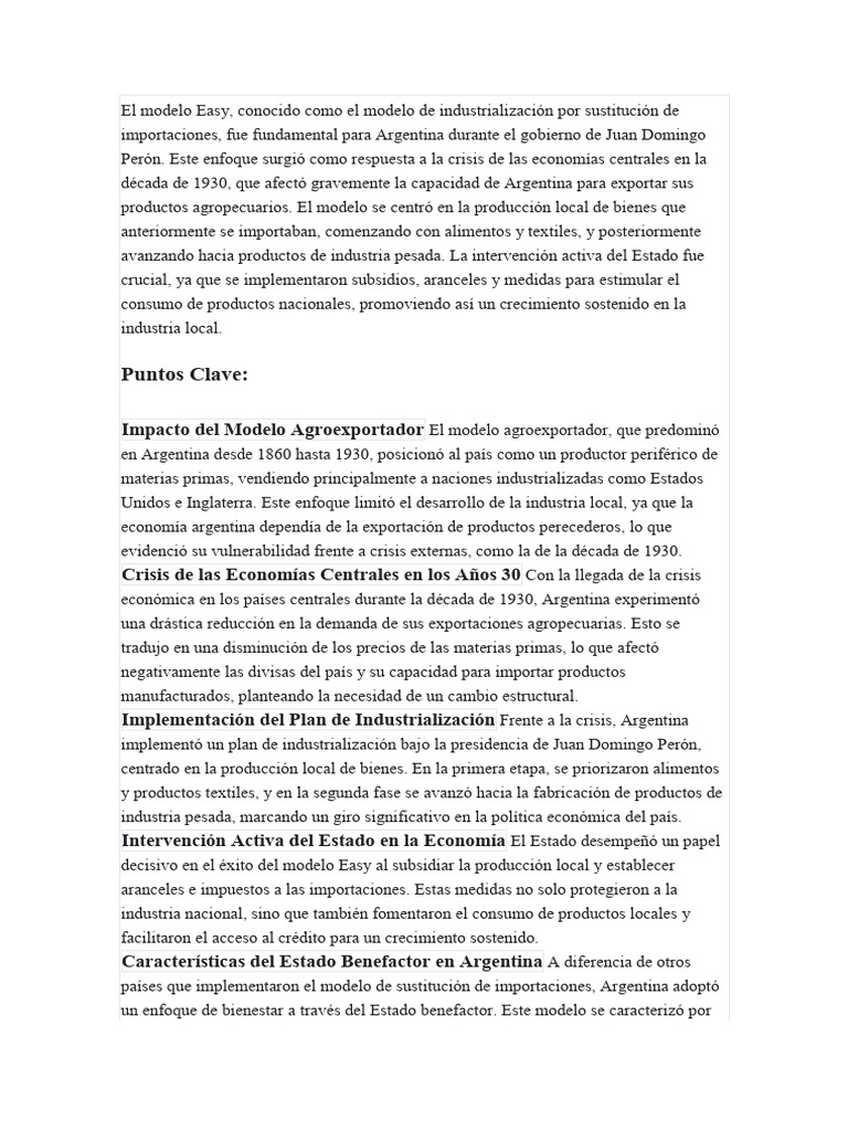 El Modelo Easy en Argentina: ISI y Estado | PDF | Macroeconómica ...