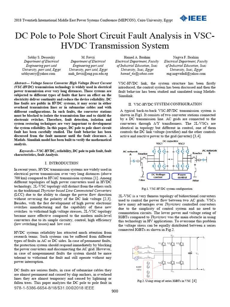 DC Pole to Pole Short Circuit Fault Analysis in VSC HVDC Transmission