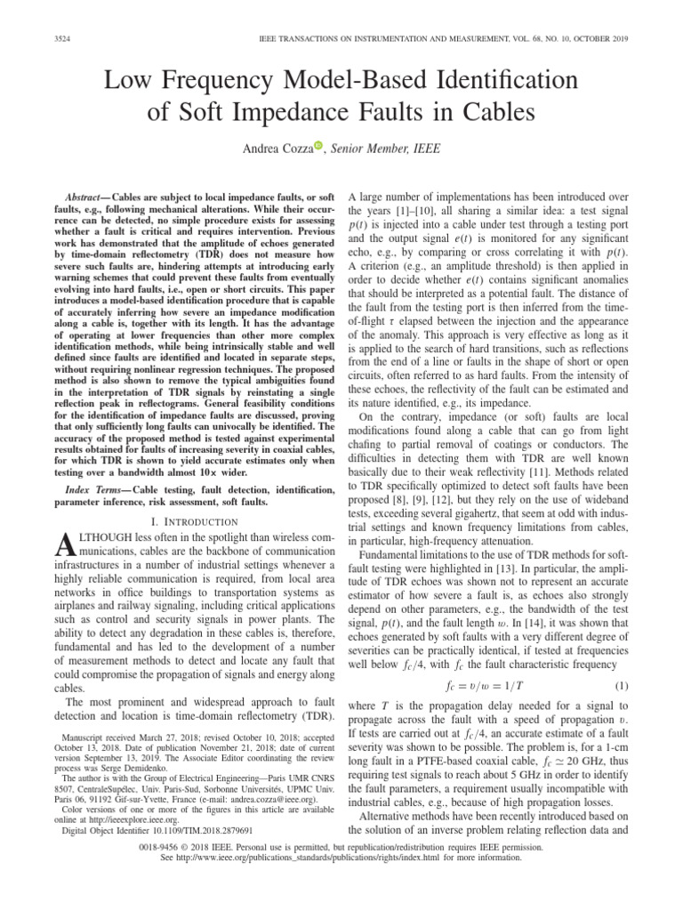 Low Frequency Model-Based Identification of Soft Impedance Faults in ...