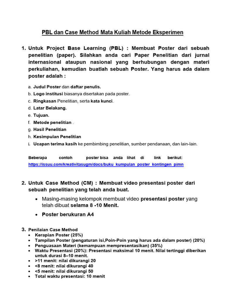 PBL dan Case Method: Poster & Video Presentasi | PDF