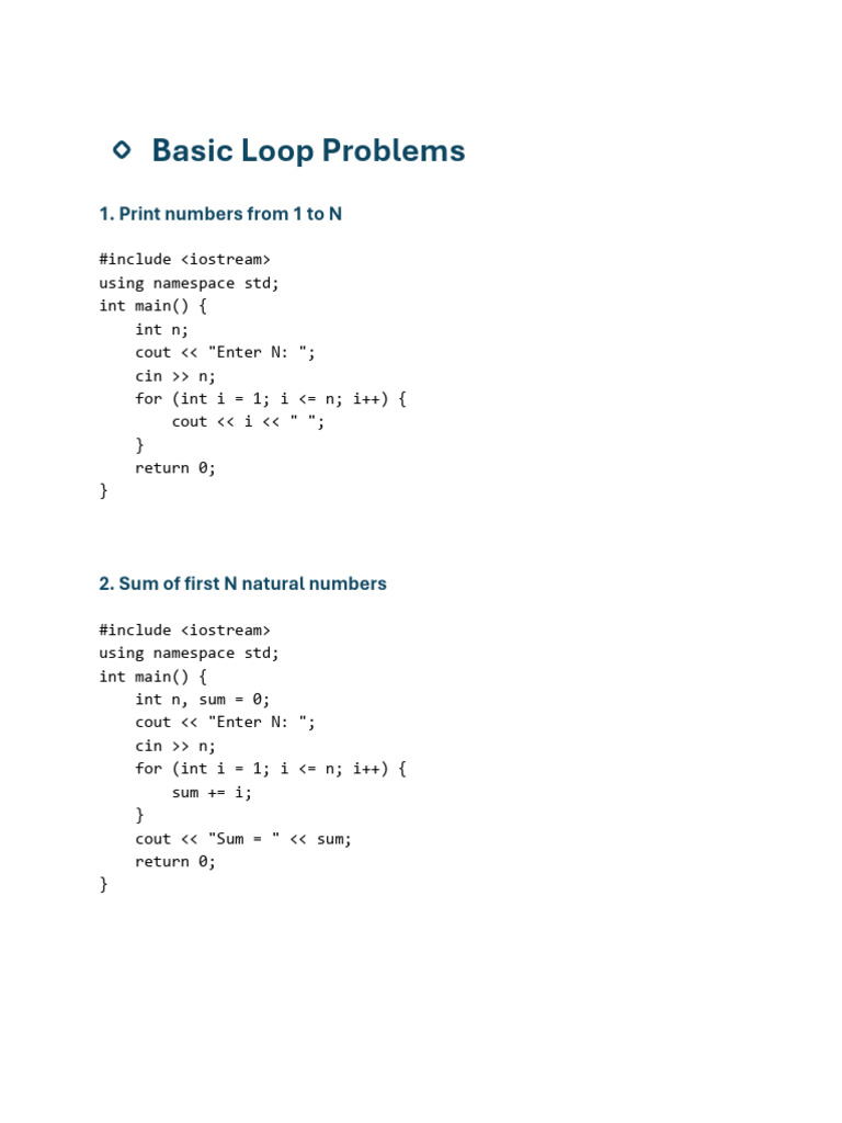 C++ Loop Problems and Solutions | PDF