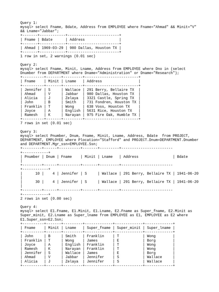 SQL Queries for Employee Data Retrieval | PDF