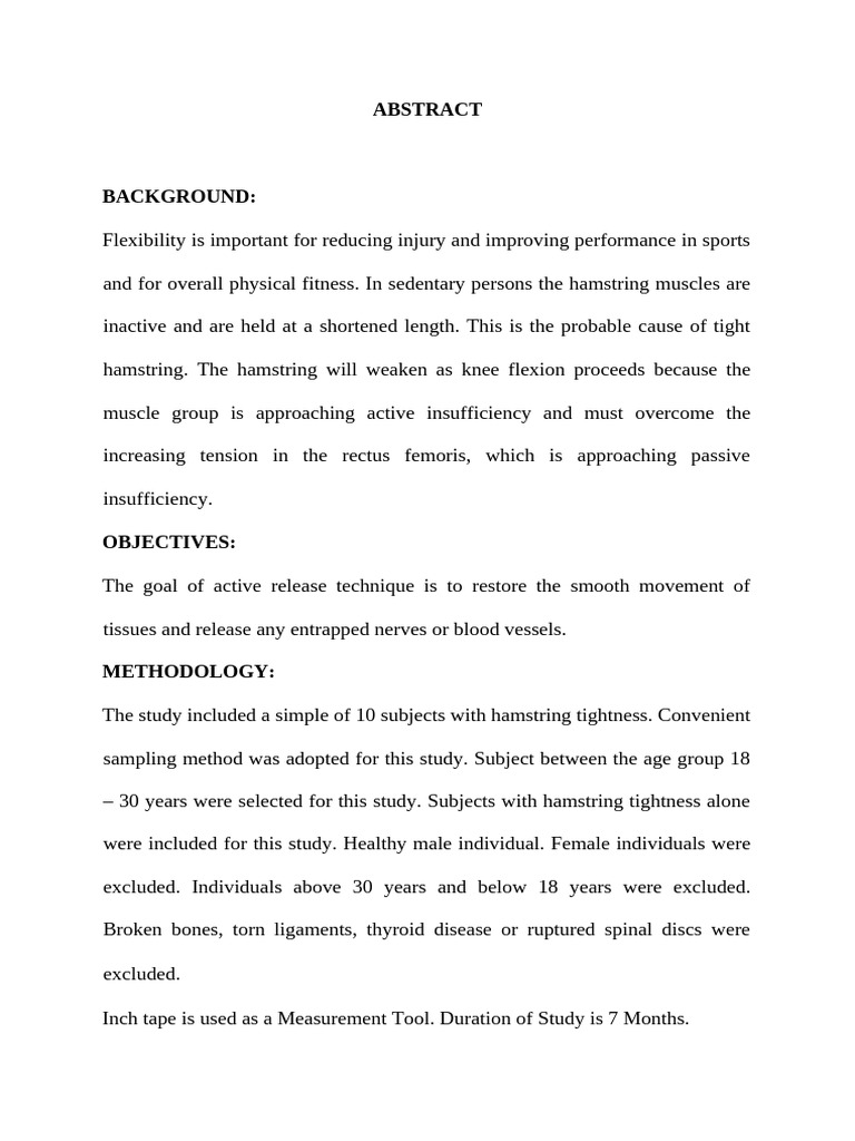 Active Release Technique for Hamstring Flexibility | PDF | Knee ...