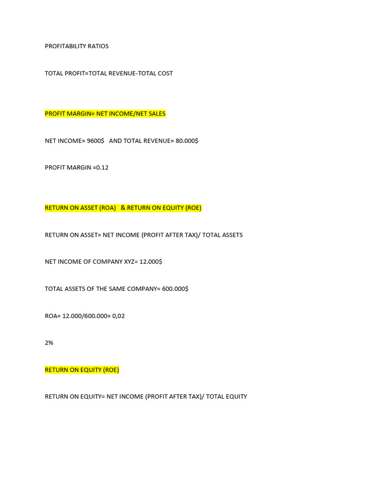 Profitability Ratios | PDF