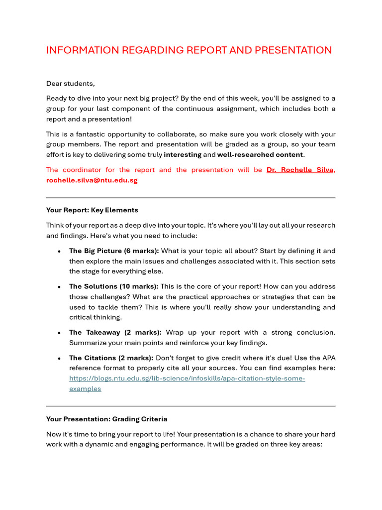 Information Regarding Report and Presentation | PDF | Sustainability ...