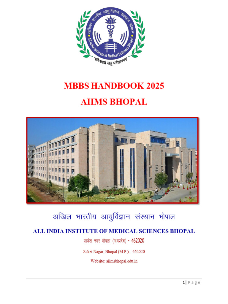 AIIMS Bhopal MBBS Handbook 2025 | PDF | Health Care | Medicine