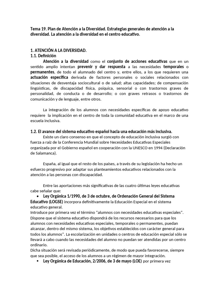 Estrategias para la Atención a la Diversidad | PDF | Plan de estudios ...
