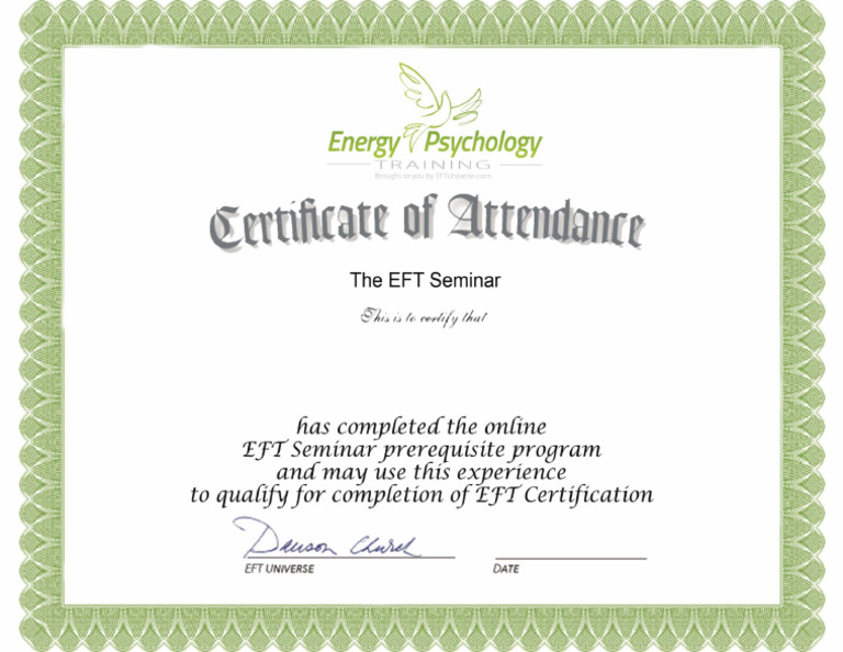 EFT Universe EFT Seminar Certificate | PDF