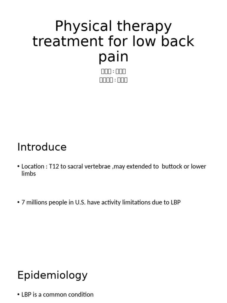 Physical Therapy for Low Back Pain | PDF | Low Back Pain | Medicine