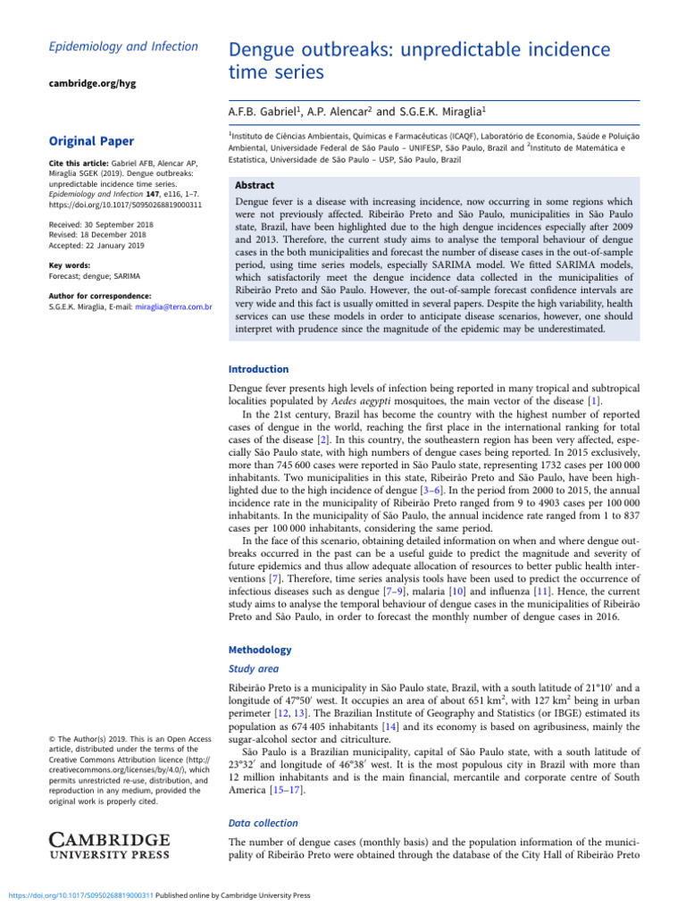 Forecasting Dengue Outbreaks in Brazil | PDF | Microbiology | Public Health