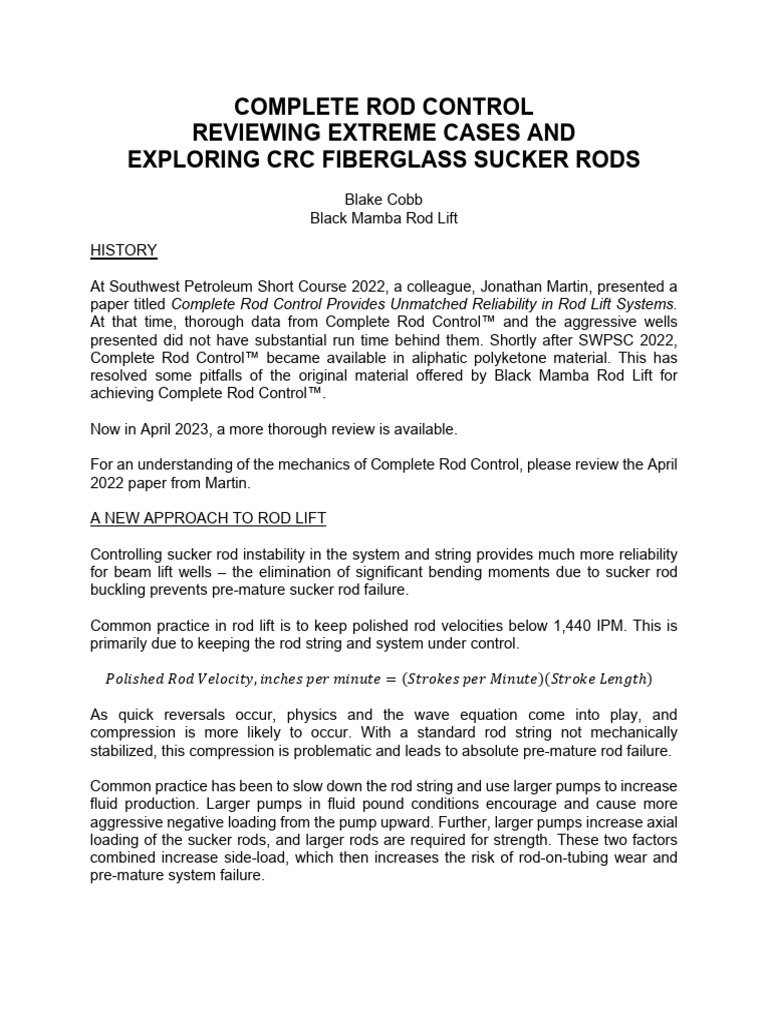Complete Rod Control Case Studies | PDF | Pump | Applied And ...