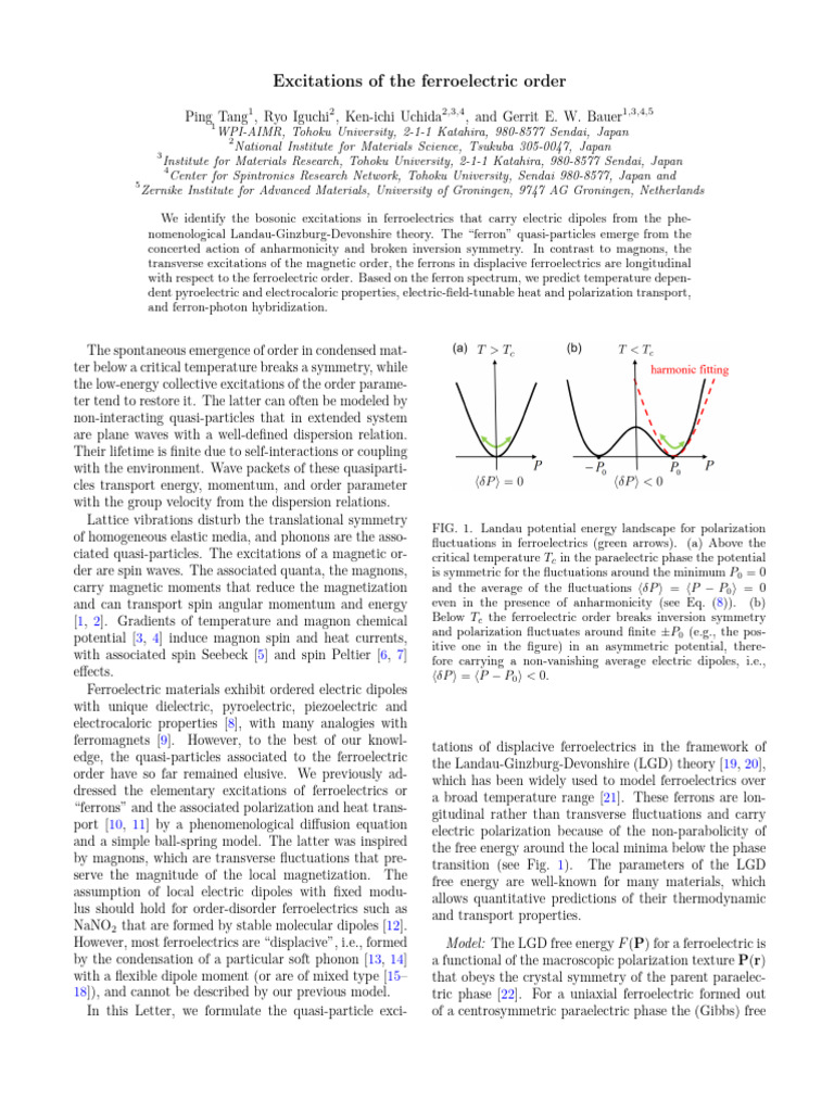 Ferron Excitations in Ferroelectric Materials | PDF | Ferroelectricity ...