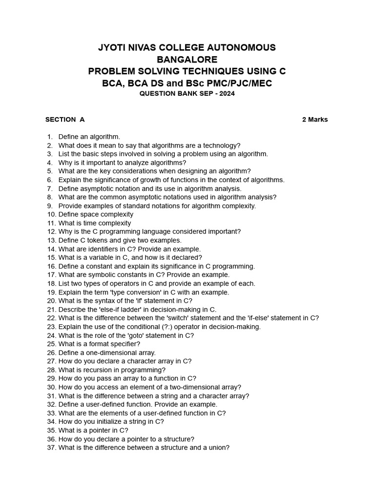 C Programming Problem Solving Guide | PDF | Pointer (Computer ...
