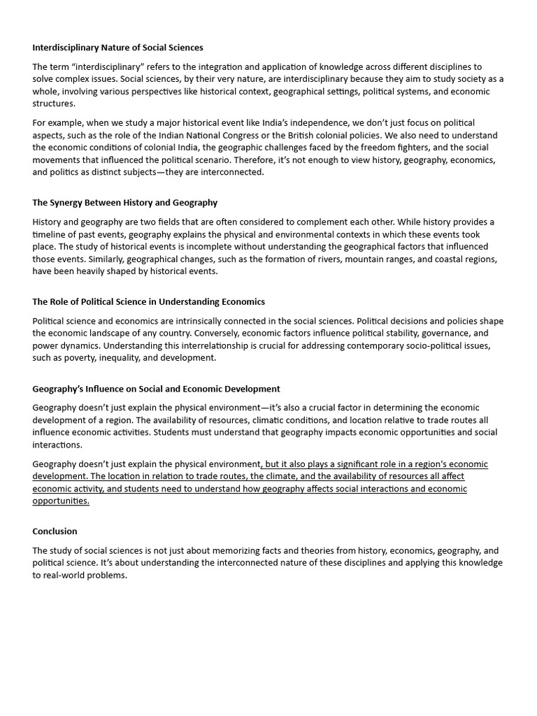 Interdisciplinary Approach in Social Sciences | PDF | Geography ...
