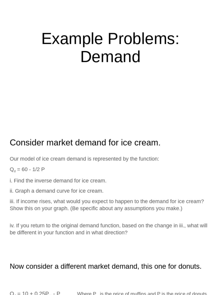 Example Problems - Demand | PDF