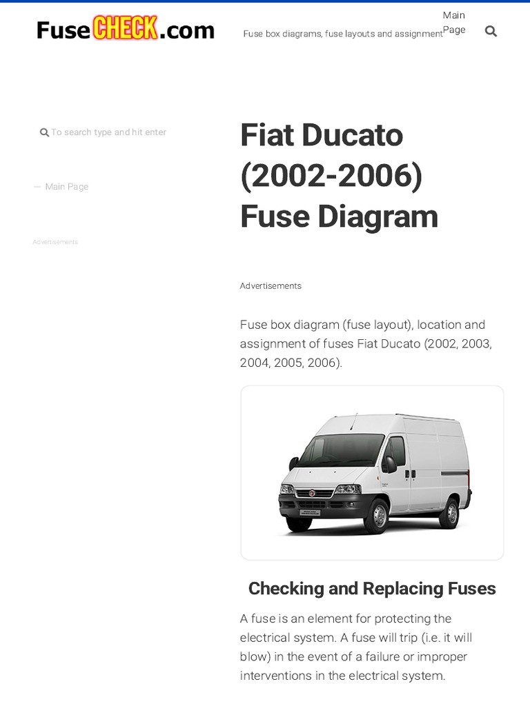 fiat ducato cigarette lighter fuse Fiat Ducato Fuse Box Diagrams (2002-2006) | PDF | Fuse (Electrical)
