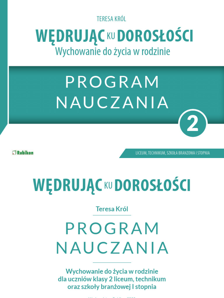 WDZ Program Nauczania Dla 2 Klasy Liceum Ogolnoksztalcacego Technikum ...