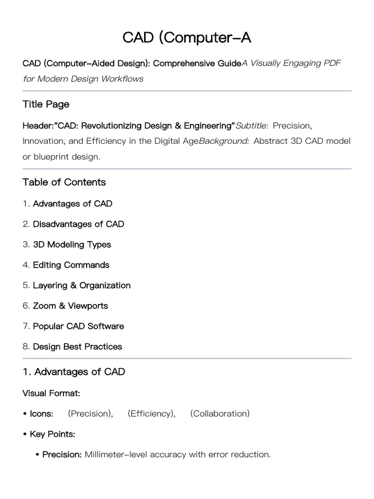CAD Design: Benefits and Best Practices | PDF | Computer Aided Design ...