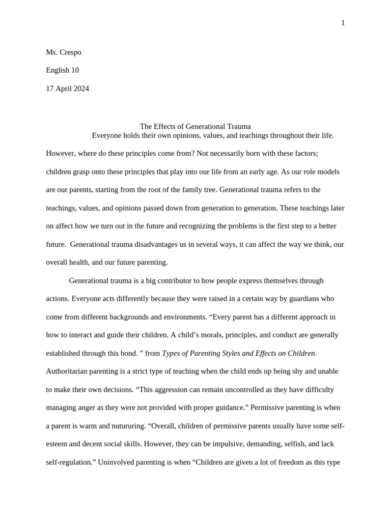 Understanding Generational Trauma Effects | PDF | Child Abuse | Mental ...
