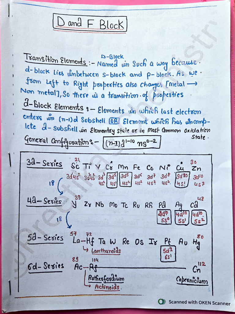 D and F Block Elements | PDF
