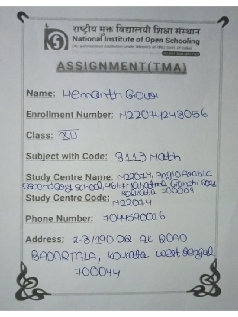 Maths Project NIOS (H.S) | PDF