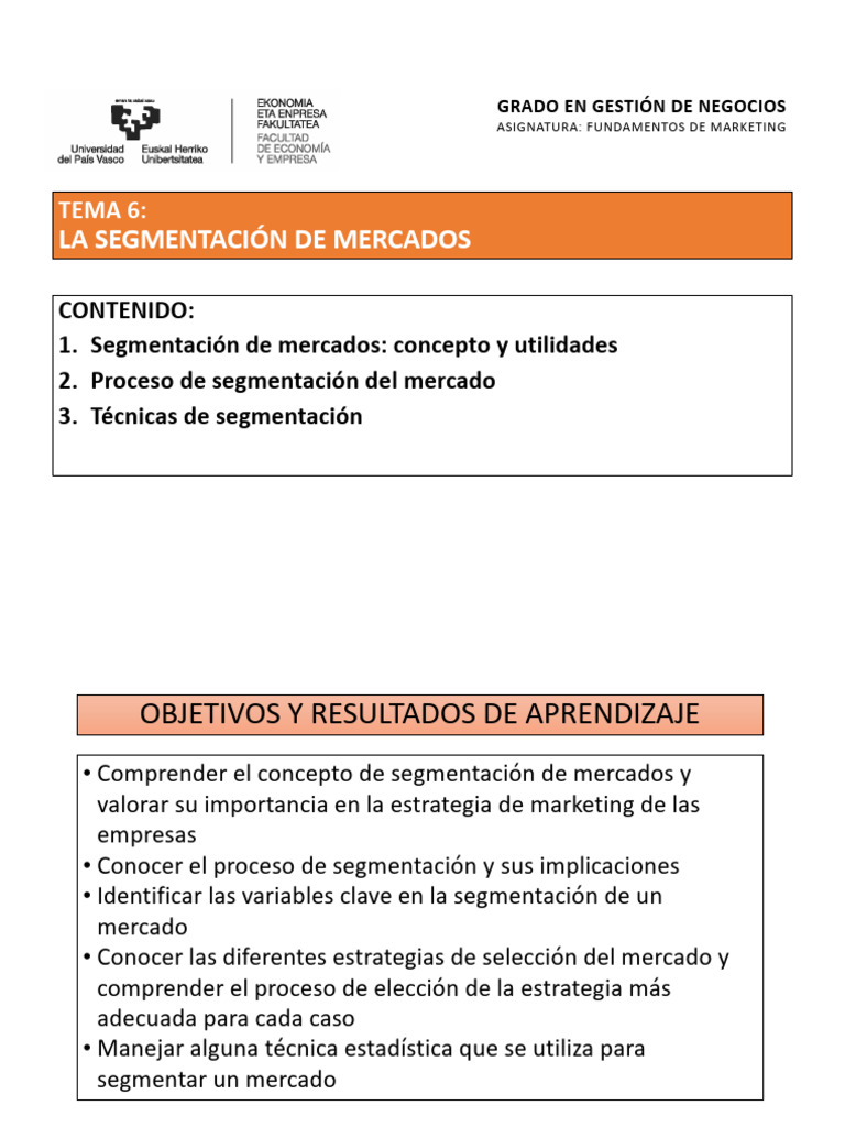 Segmentación de Mercados en Marketing | PDF | Segmentación de mercado ...