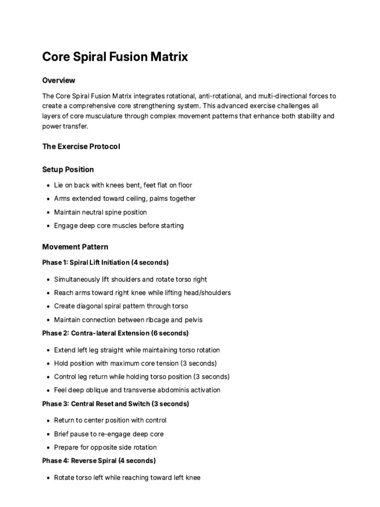 Core Spiral Fusion Matrix Workout Guide | PDF | Pelvis | Anatomical ...