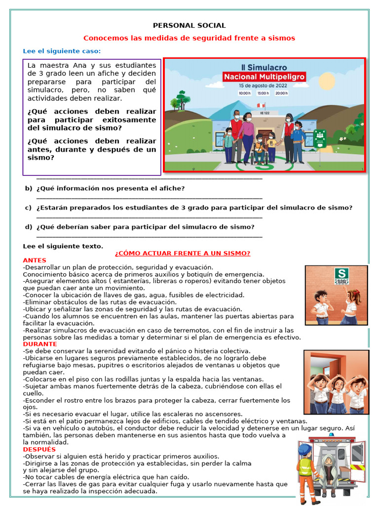 28 Agosto PS Ficha Conocemos Las Medidas de Seguridad Frente A Sismos | PDF