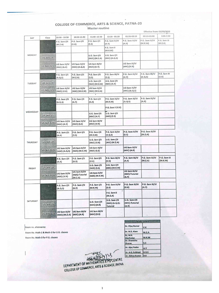 Maths ..Class Routine - 1 | PDF