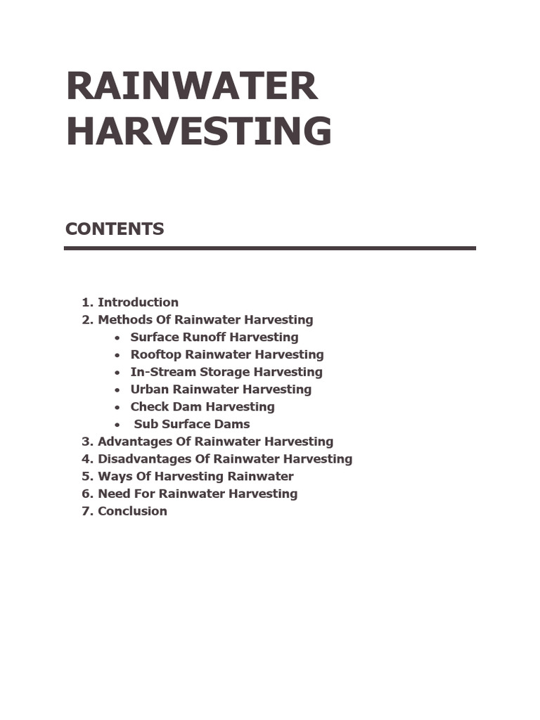 Rainwater Harvesting Methods & Benefits | PDF | Surface Runoff ...