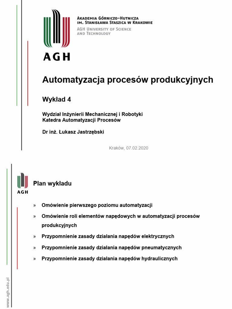 AGH 2021 Automatyzacja Wyklad 4 v2 | PDF