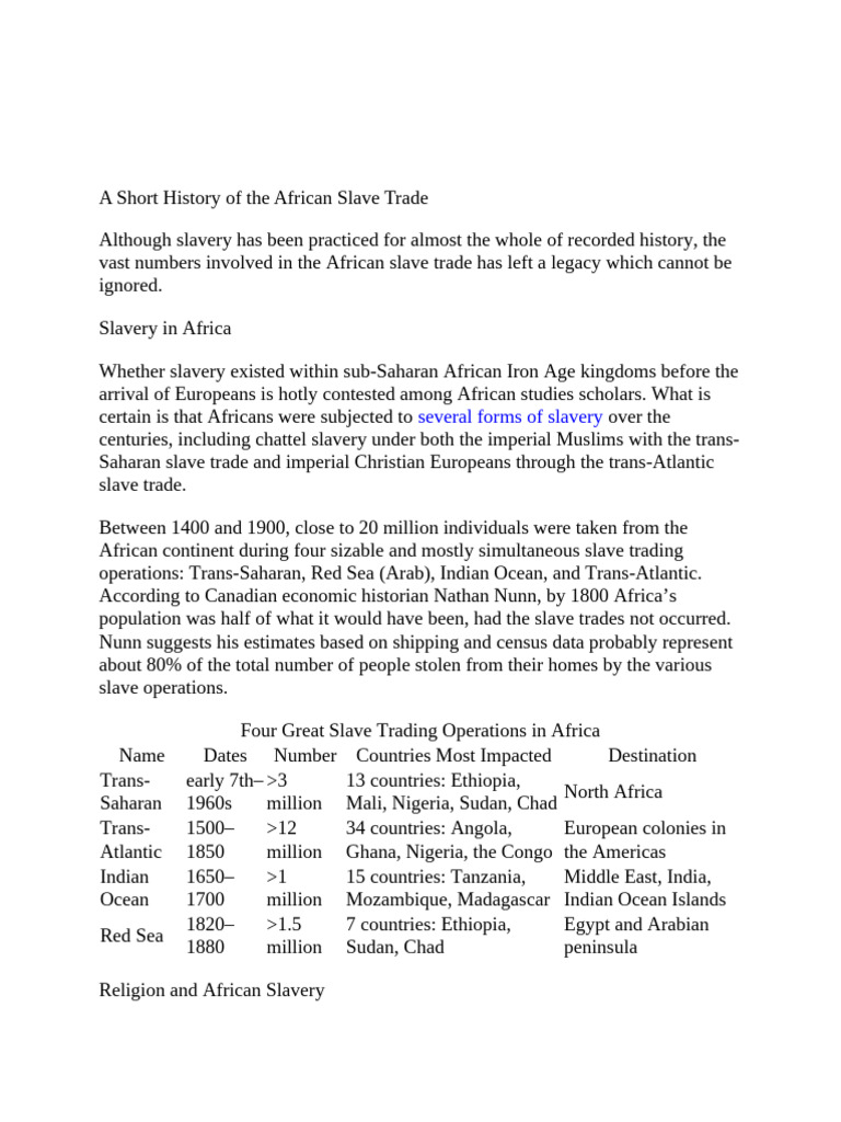 History of the African Slave Trade | PDF | Slavery | Atlantic Slave Trade