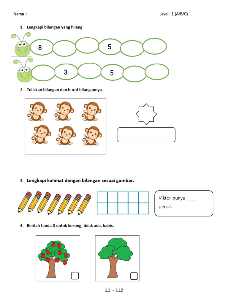 Latihan Matematika Level 1 untuk Anak | PDF