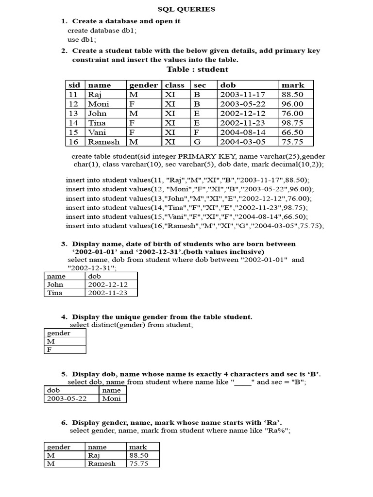 Xi SQL Record Queries | PDF | Sql | Databases