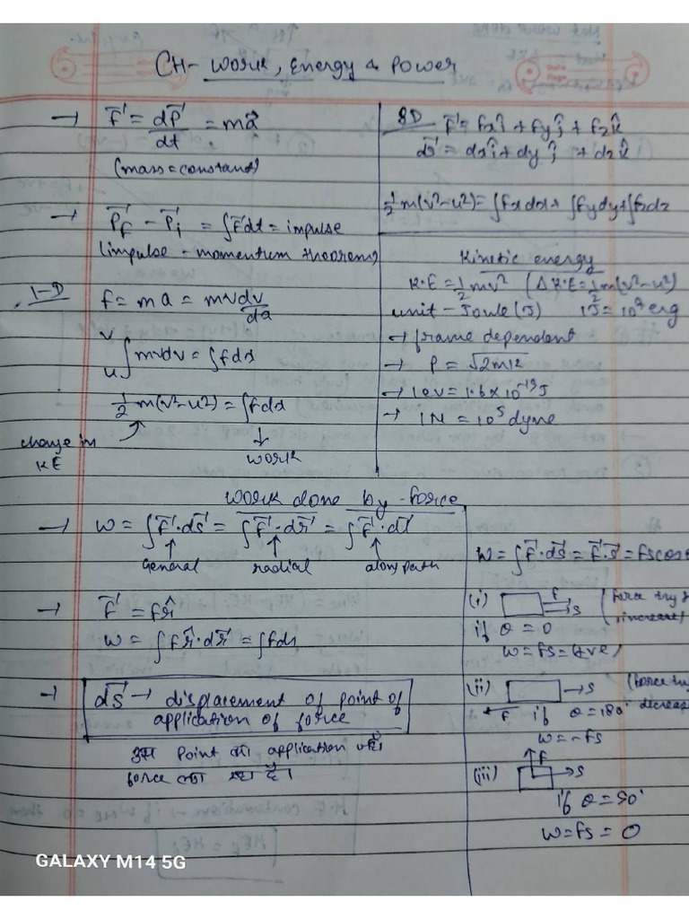 Work Energy and Power Notes | PDF