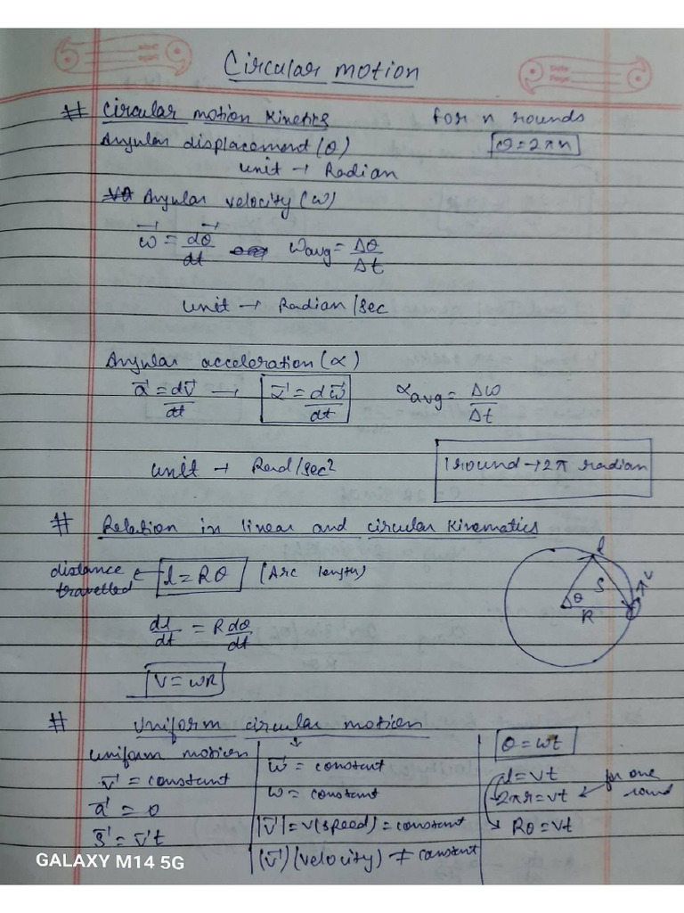 Circular Motion Notes | PDF