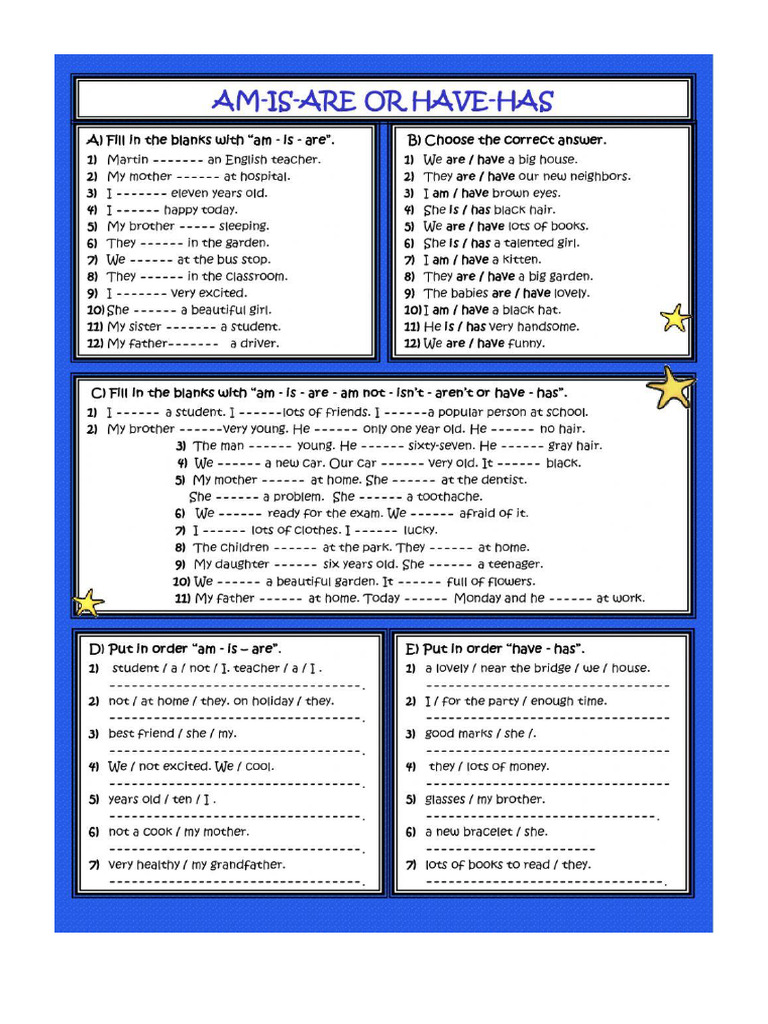 To Be Have Has Exercise | PDF