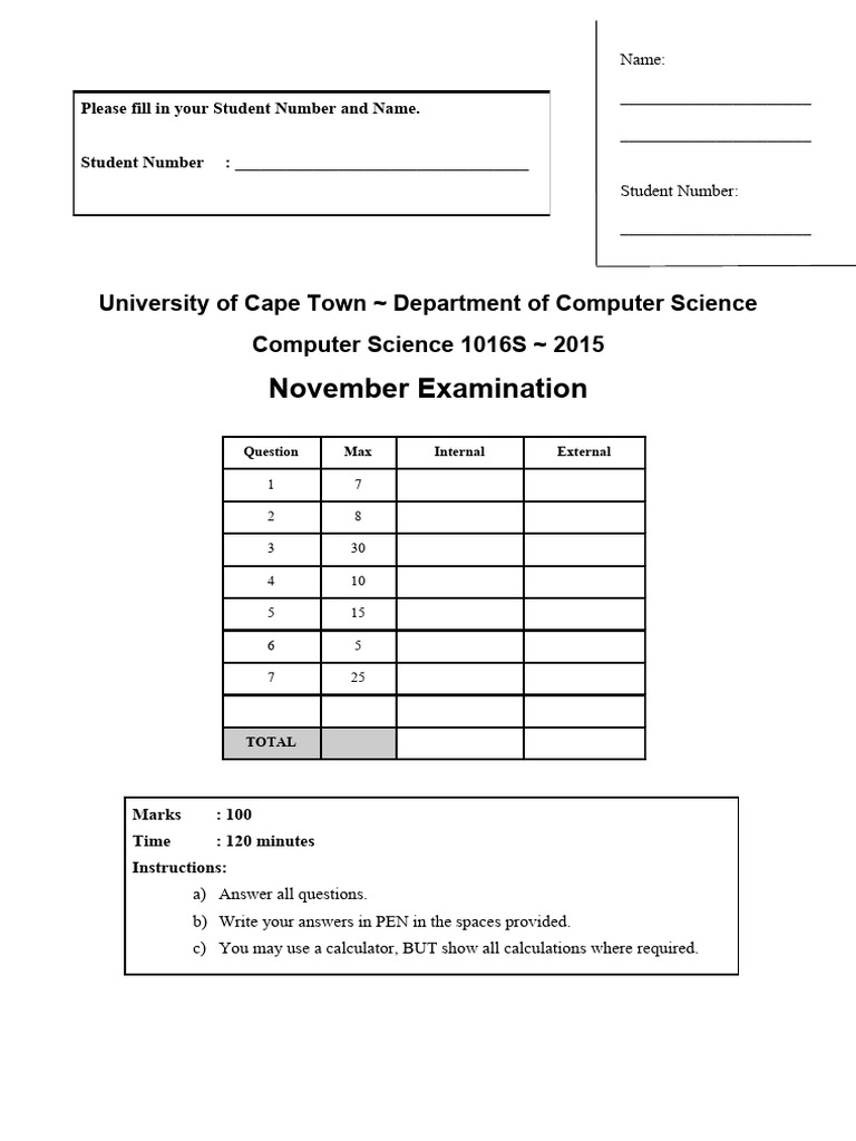 UCT Computer Science Exam 2015 | PDF | Inheritance (Object Oriented ...