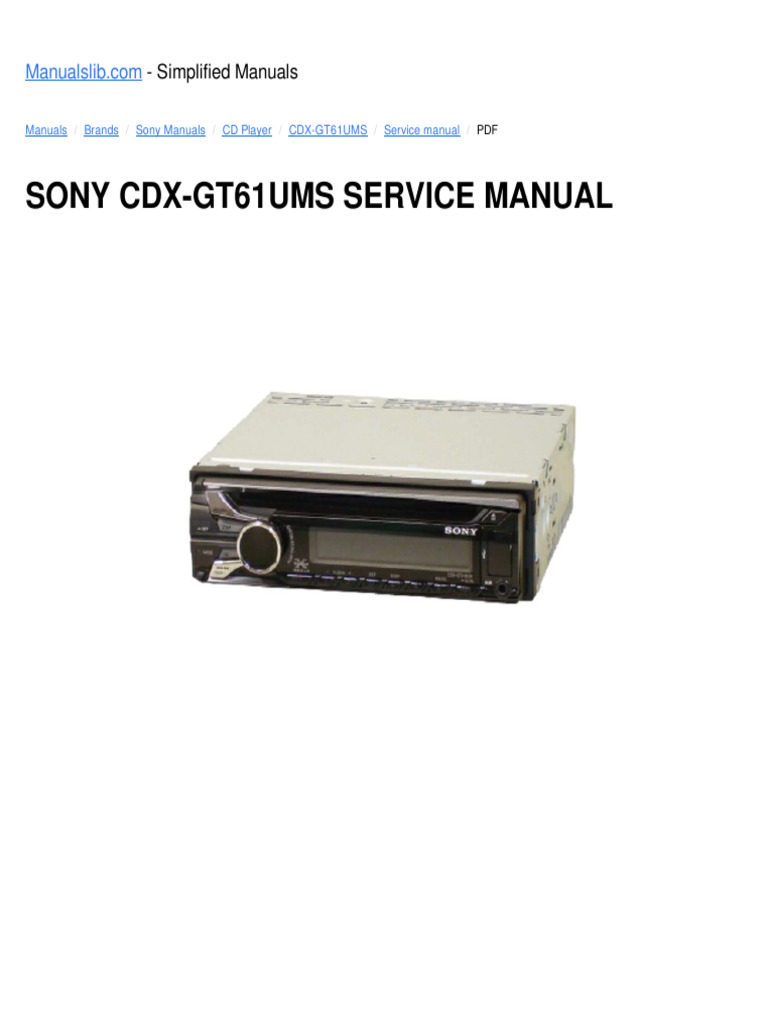 Sony CDX-GT560UI Service Manual | PDF | Hertz | Electrical Connector