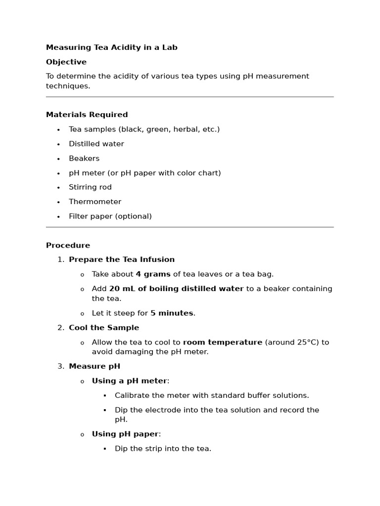 Measuring Tea Acidity in A Lab | PDF