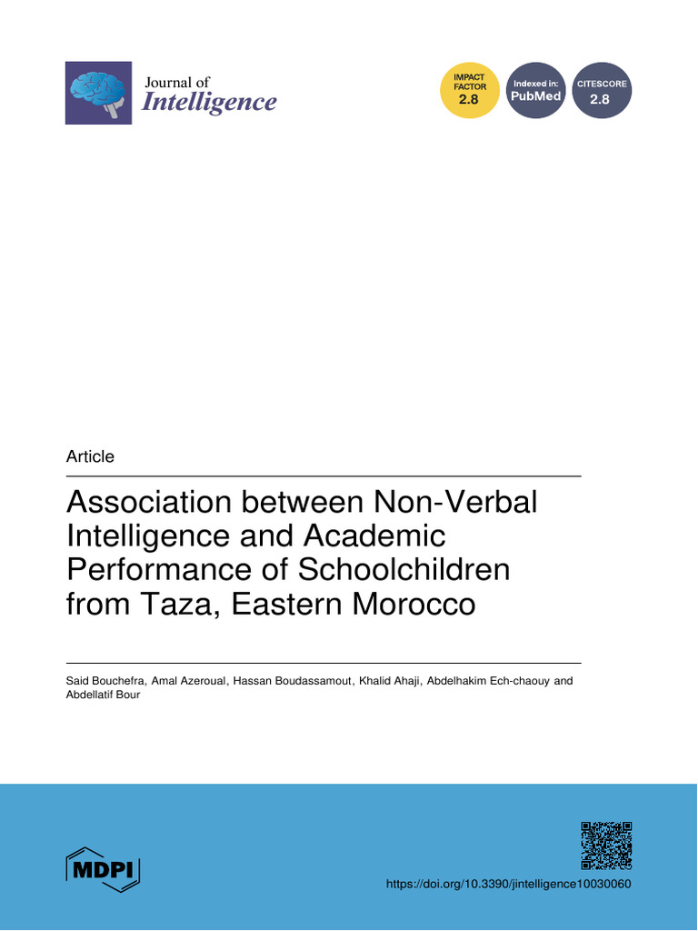 Non-Verbal Intelligence and Academic Success | PDF | Statistics ...