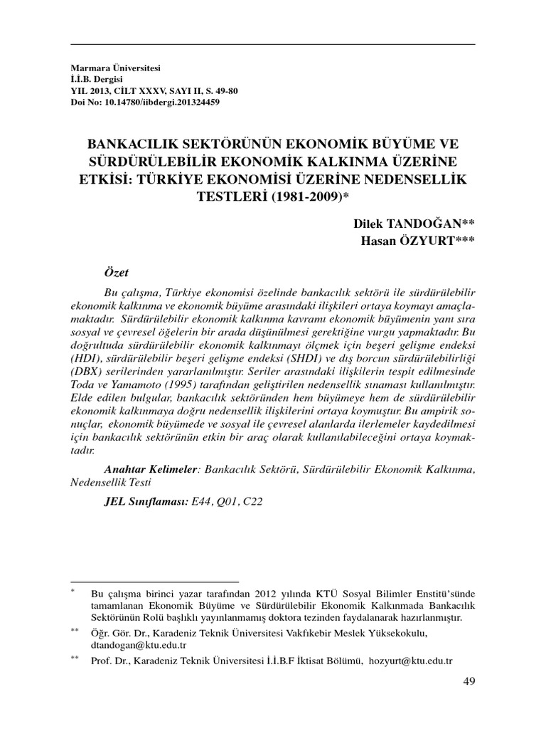 Bankacilik Sektorunun Ekonomi K Buyume V | PDF