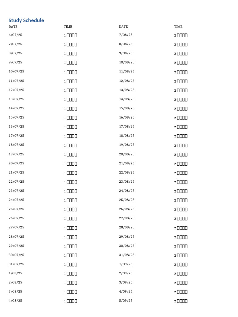 Study Schedule Onepage | PDF